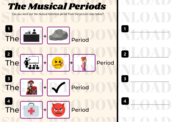 The Musical Periods - Worksheet Activity