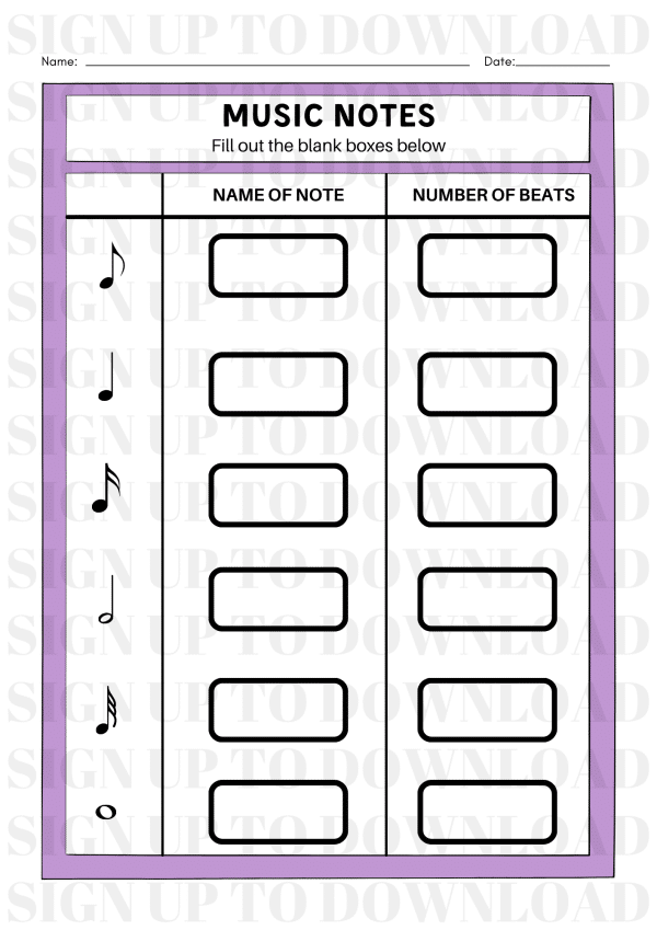 Music Notation - Worksheet