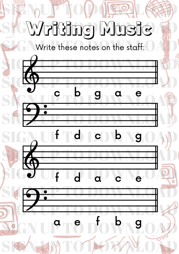 Writing Music Notation - Worksheet