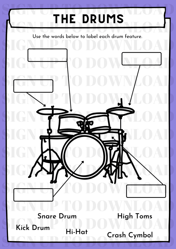 Drum Kit Components Worksheet