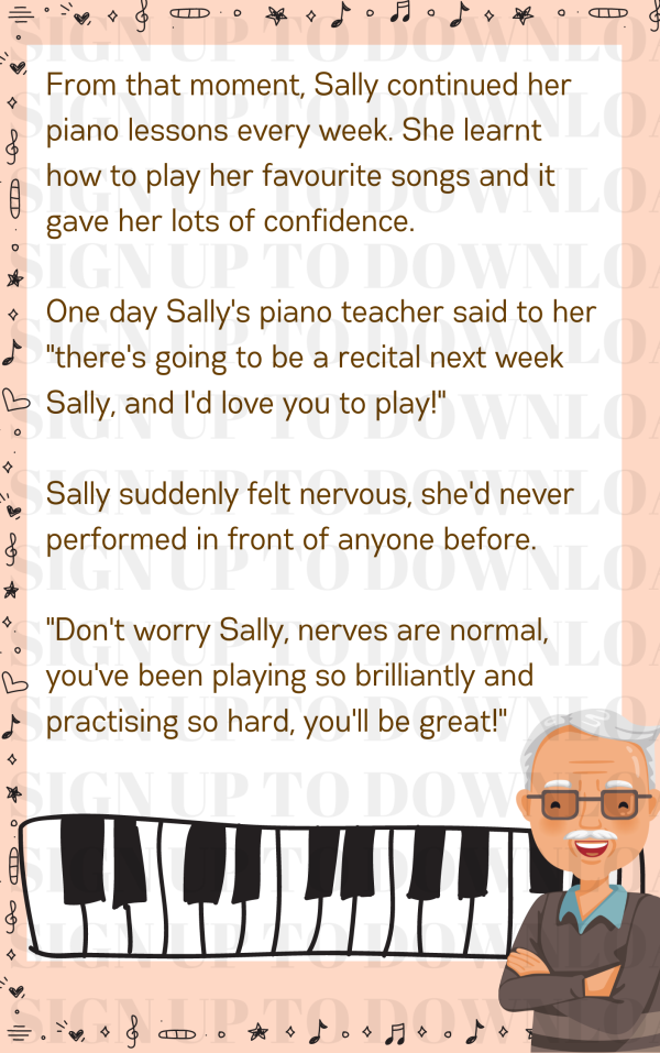 Sally's First Piano Lesson - A KS1 Story