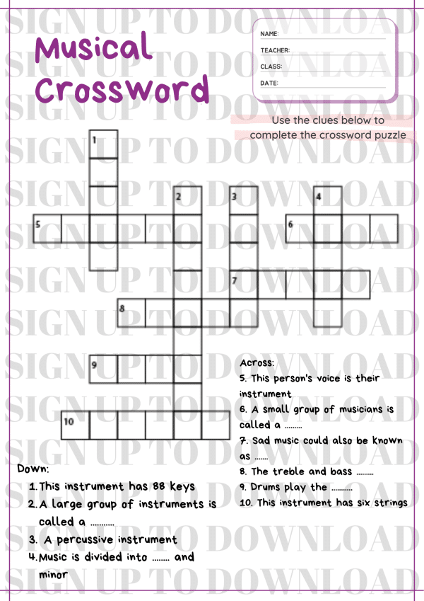 A Selection Of Musical Crosswords