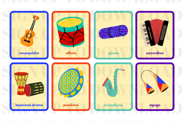 World Music Instruments - Flash Cards