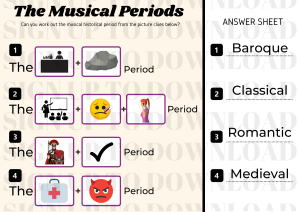 The Musical Periods - Worksheet Activity