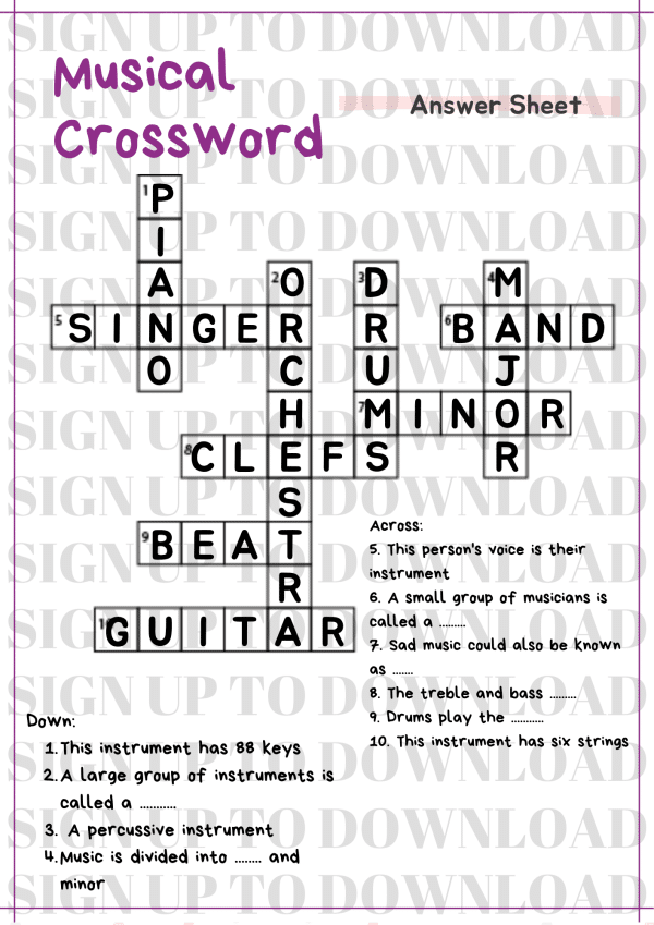 A Selection Of Musical Crosswords