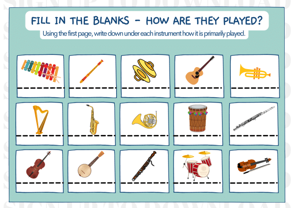 How Are The Instruments Played? - Worksheet Activity