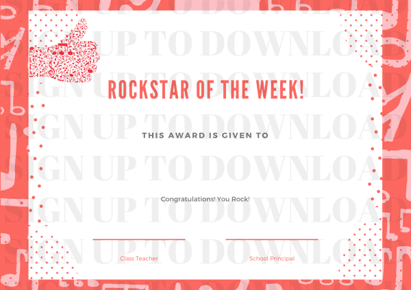 Rockstar Of The Week - Certificate Pack