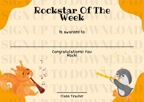 Rockstar Of The Week - Certificate Pack