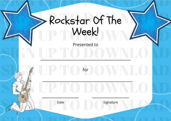 Rockstar Of The Week - Certificate Pack
