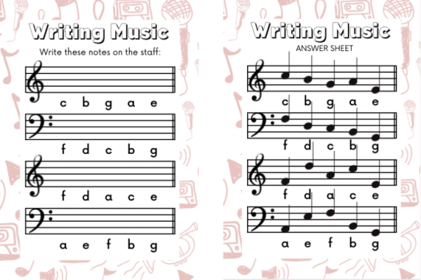 Writing Music Notation - Worksheet