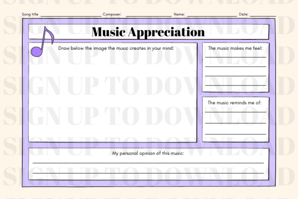 Music Appreciation - Worksheet Activity