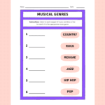 Match The Musical Genres – Worksheet Activity