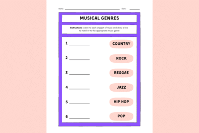 Match The Musical Genres - Worksheet Activity