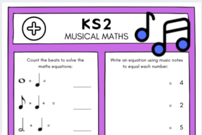 Musical Maths Worksheet - Addition Activity