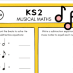 Musical Maths Worksheet – Subtraction Activity