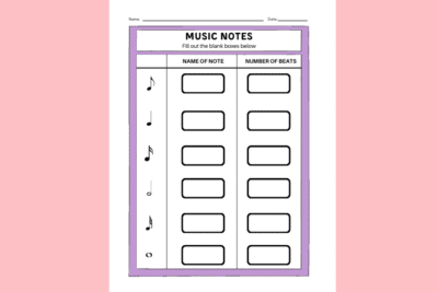 Music Notation - Worksheet