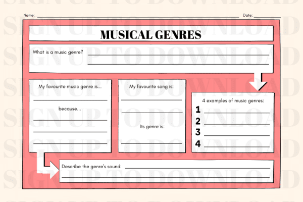 Musical Genres - Worksheet