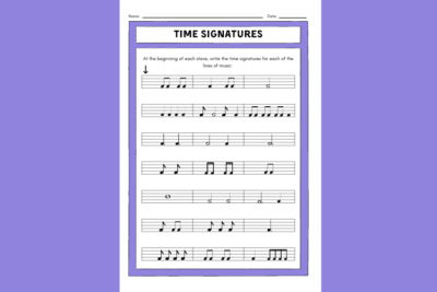 Time Signatures - Worksheet Activity