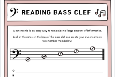 Bass Clef Acronyms - Worksheet