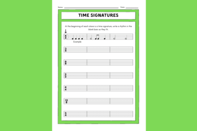 Time Signatures - Worksheet Activity