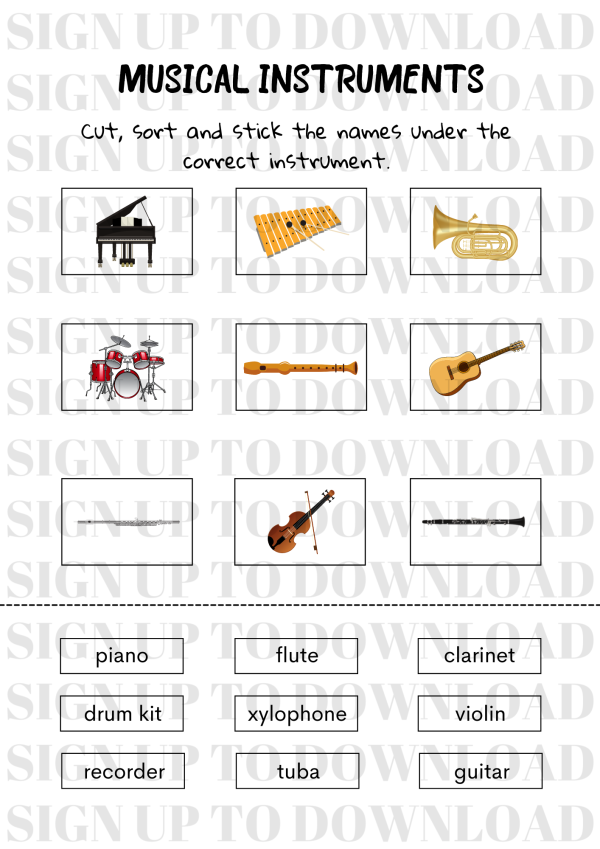Cut and Stick - Musical Instruments