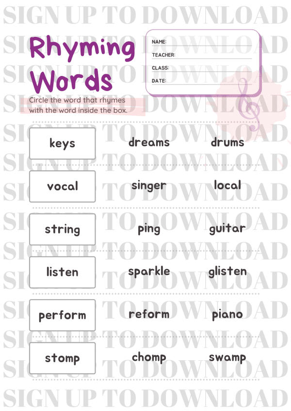 Rhyming Words - Worksheet