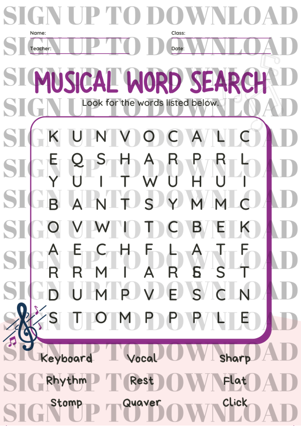 Musical Word Search