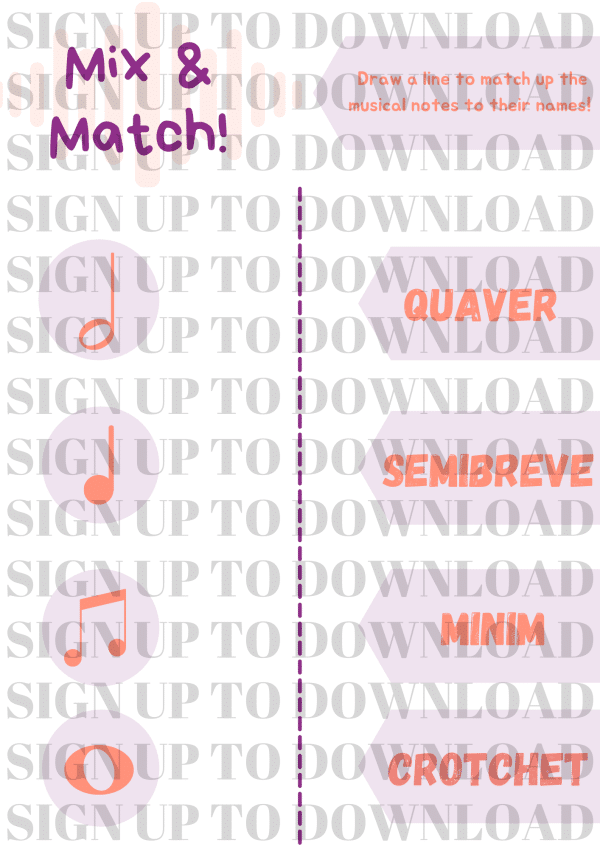 Mix & Match - Music Notation Worksheet