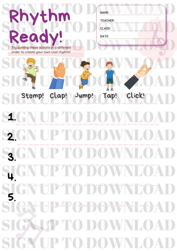 Rhythm Ready - Body Percussion Worksheet