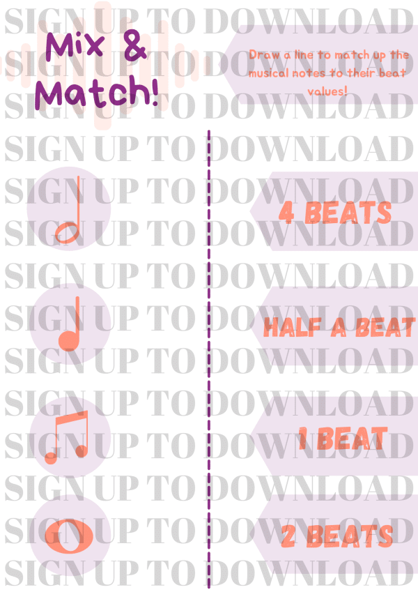 Mix & Match - Music Notation Worksheet