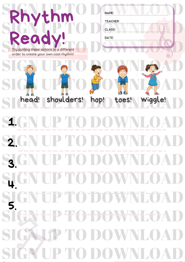 Rhythm Ready - Body Percussion Worksheet