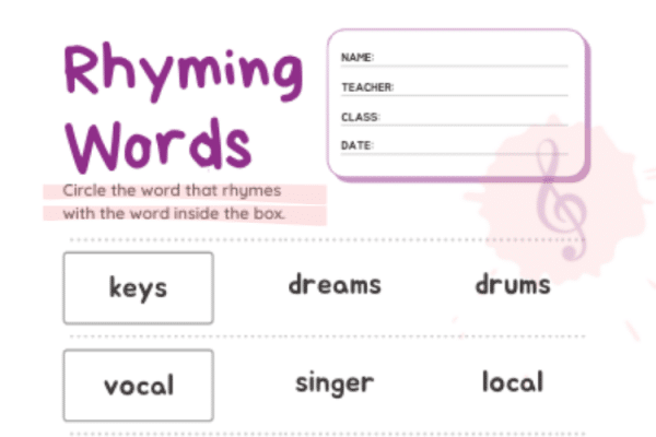 Rhyming Words - Worksheet