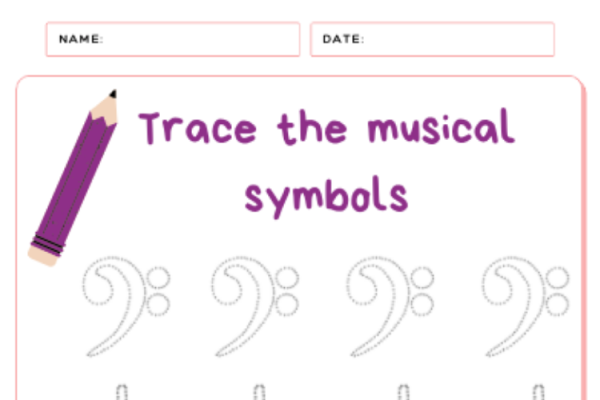 Trace The Musical Symbols - Colouring Activity