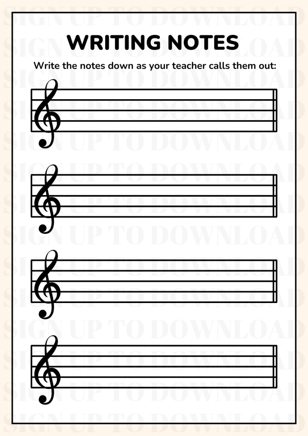 Notes On A Stave - Worksheet