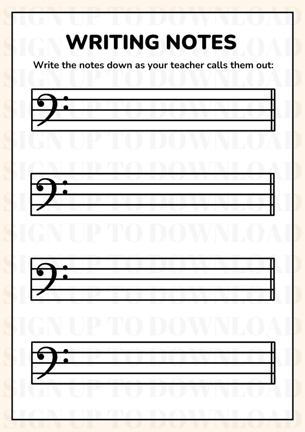 Notes On A Stave - Worksheet